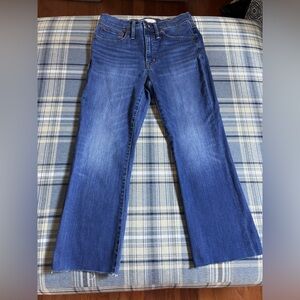 Madewell Cali demi boot jeans medium wash raw hem
